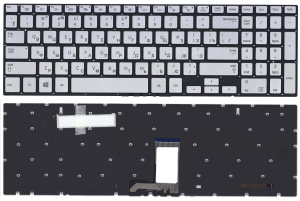 Клавиатура для ноутбука Samsung NP770Z5E NP880Z5E серебристая с подсветкой без рамки