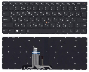 Клавиатура для ноутбука Lenovo IdeaPad 710S-13 черная с подсветкой