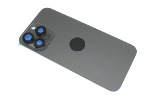Задняя крышка (стекло) для iPhone 15 Pro Max (A3106) в сборе со стеклом камеры черная