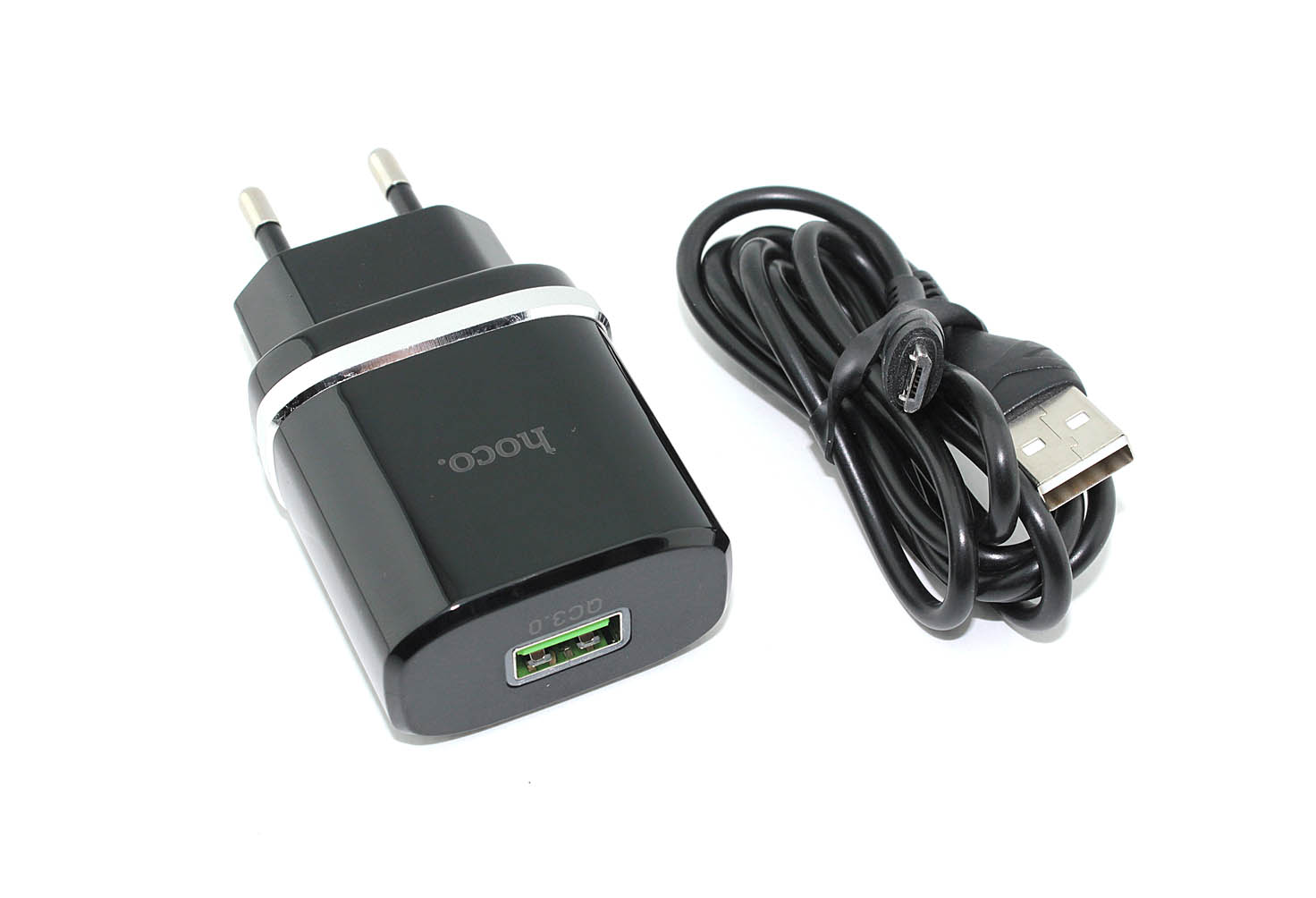 Блок питания (сетевой адаптер) HOCO С12Q Smart QC3.0, кабель Micro USB, USB, 5V, 3.0A, черный