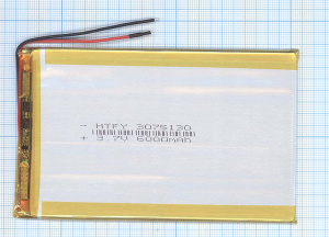 Аккумулятор Li-Pol (батарея) 3*75*130мм 2pin 3.7V/6000mAh
