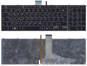 Клавиатура для ноутбука Toshiba Satellite P870 P870D P875 P875D черная с подсветкой рамка серая