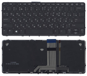 Клавиатура для ноутбука HP Probook X2 612 G1 черная с рамкой и подсветкой