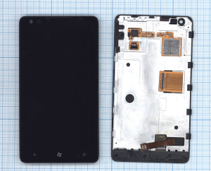 Дисплей для Nokia Lumia 900 черный с рамкой