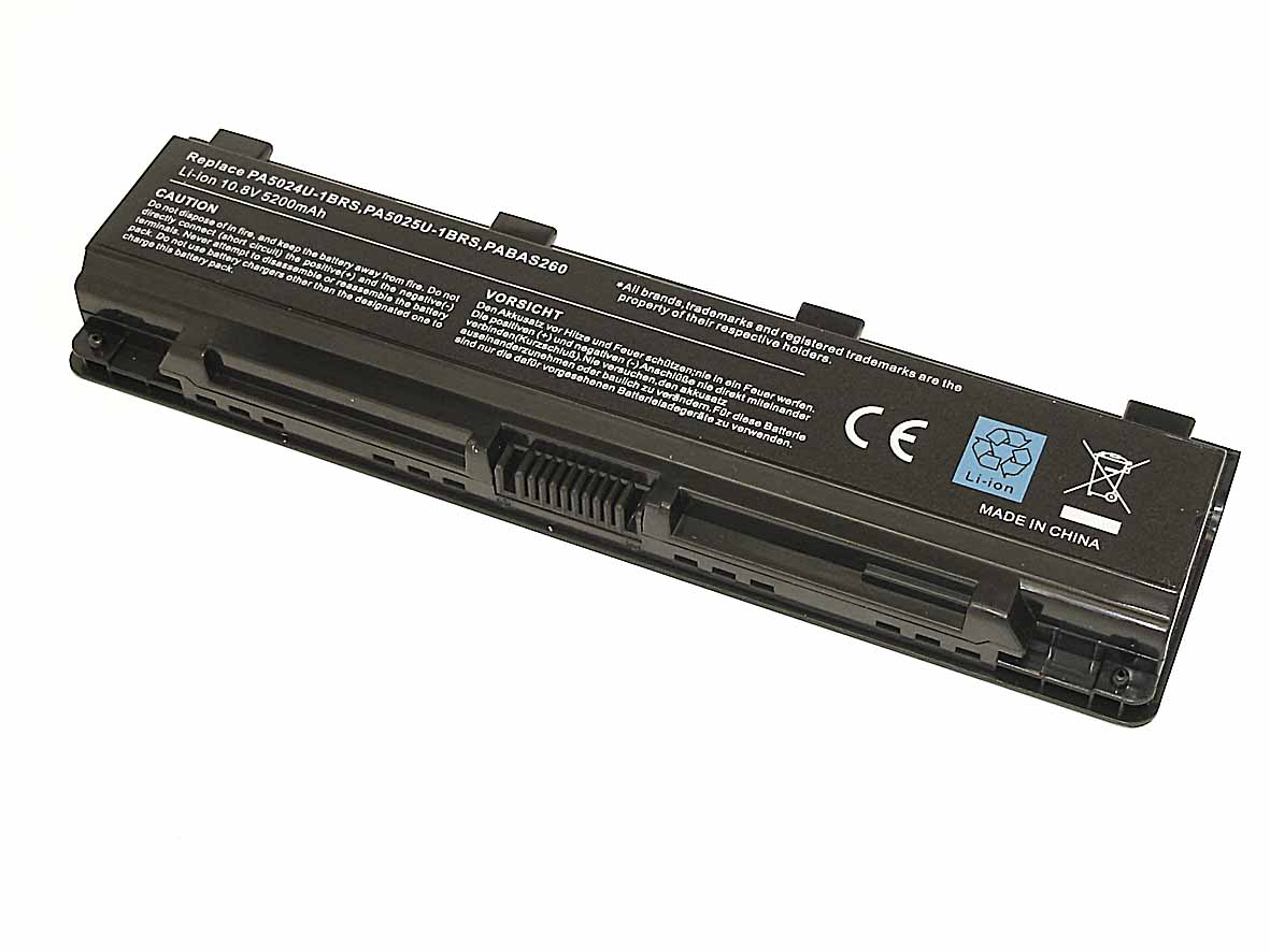 Аккумуляторная батарея для ноутбука Toshiba Satellite C800 (PA5024U-1BRS) 10.8V 5200mAh OEM черная