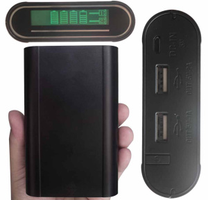 Универсальный внешний аккумулятор TOMO V8-4 (Soshine E3) LCD экран, 4x18650, 5V/1A, 2A 2xUSB черный
