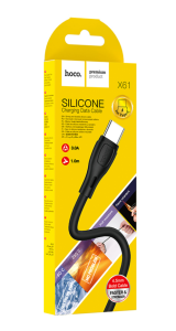 Кабель USB HOCO X61 Ultimate silicone, USB - Type-C, 3.0А, 1м, черный