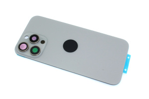 Задняя крышка (стекло) для iPhone 16 Pro Max (A3296) в сборе со стеклом камеры серая