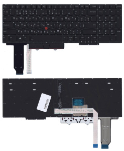 Клавиатура для ноутбука Lenovo Thinkpad E15 gen 2 черная с подсветкой и указателем