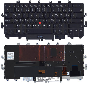Клавиатура для ноутбука  Lenovo Thinkpad Yoga X1 1st Gen 2016 черная с рамкой и подсветкой