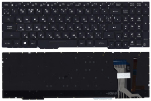 Клавиатура для ноутбука Asus GL753 FX553VD черная с белой подсветкой (широкий шлейф подсветки)