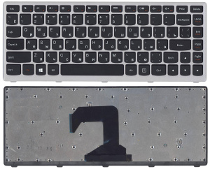 Клавиатура для ноутбука Lenovo IdeaPad S300 S400 S405 черная c серой рамкой