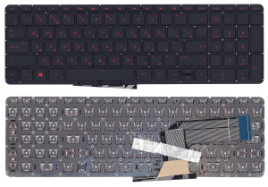 Клавиатура для ноутбука HP Pavilion 15-P 17-F черная с красной подсветкой