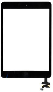 Сенсорное стекло (тачскрин) Ipad mini + stiker + IC с кнопкой Home (A1432 A1454 A1455) черное OEM