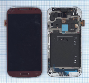 Дисплей для Samsung Galaxy S4 GT-I9500 красный с рамкой