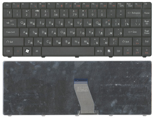 Клавиатура для ноутбука Acer D725 (длинный шлейф) черная (версия Packpard Bell)
