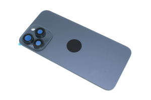 Задняя крышка (стекло) для iPhone 15 Pro Max (A3106) в сборе со стеклом камеры синяя