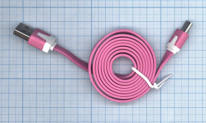 Плоский кабель Color USB-microUSB 1.0m USB-2.0 Pink (Розовый)