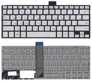 Клавиатура для ноутбука Asus TP300, TP300L серебристая без рамки