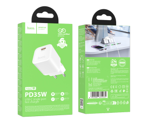 Блок питания (сетевой адаптер) HOCO N66 Ingenious 1xUSB-C, 35W, белый