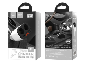 Автомобильная зарядка HOCO Z28 Power Ocean, 2xUSB + 2 прикуриватель, 3.1A, 160W, белый