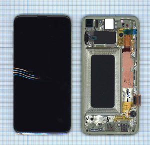 Дисплей для Samsung Galaxy S10e SM-G970F/DS желтый с рамкой